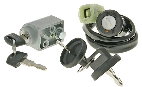 Vicma Lock Set for Kymco Mxer, MXU 50-150 | Umfasst alle Schlösser im Set inkl. 2 Schlüsseln; bei defektem Zündschloss, 4-poliger Anschluss, Material Kunststoff/Metall