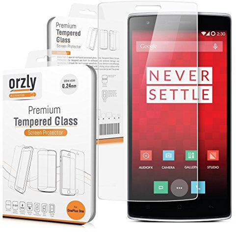 Orzly à – OnePlus One Prime Displayschutzfolie aus Hartglas 0,24 mm – Displayschutz für One Plus One Smartphone (Alias: 'ONE' Modell für Handy ab One Plus) – Neu 2014