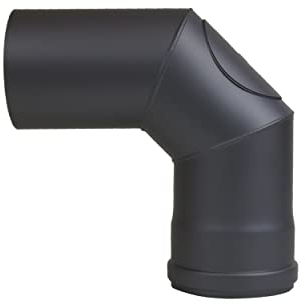 Pelletrohrbogen Ofenrohrbogen Pelletbogen Rauchrohr Kaminrohr Ø 100mm grau schwarz (Bogen 90° mit Reinigung, schwarz)