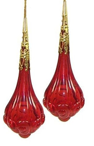 3 x Schmuckanhänger Tropfen Acryl-Anhänger Fenster Schmuck Pendel Baumschmuck (Tropfen Rot (3 x 2er Set))