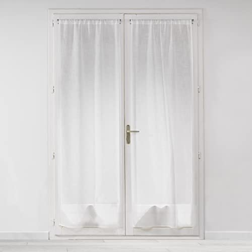 Douceur d'Intérieur, Paire de Voilages Passe-Tringle (2 x 70 x 200 Cm) Milza Blanc, Voile Tissé