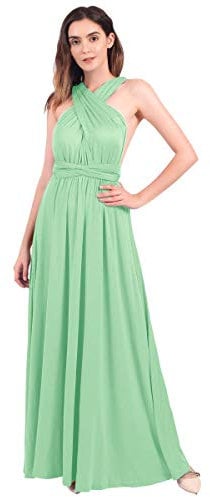 OwlFay Women Elegant Bridesmaid Wrap Evening Party Dress Convertible Multi Way Prom Dress Transformer Wedding Formal Cocktail Dress Long Maxi Dresses Ball Gown Light Green S
