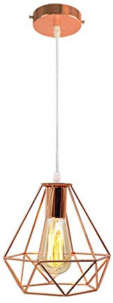 PETITES ECREVISSES Moderne Lustre Suspension Forme Diamant, Lampe de Plafond Abat-Jour Luminaire Métal Style industrielle Décor,Or Rose