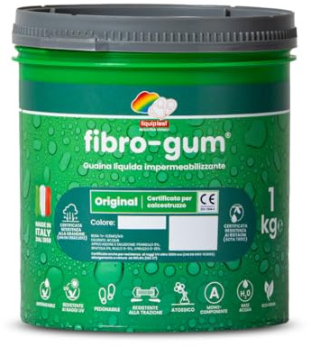 fibrogum Elastómero de 100 – 1 kg – pintura impermeabilizante Funda líquida y sellador, gris