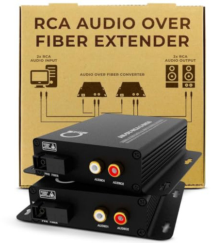RCA Audio über Single Mode Faser Konverter | Extender Kit: 2-Kanal Audio zu Fiber SM Optical Media Konverter Balun – 2 x RCA Audio Ports über Fiber Optical Media Konverter, Transmitter & Empfänger