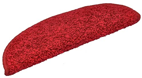 vidaXL 15x Stufenmatte Halbrund rutschfest Stufenmatten Treppenmatten Treppenteppich Stufenschoner Treppenschoner Treppenschutz Matte Rot 56x17x3cm