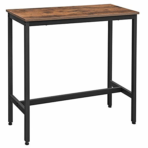 VASAGLE Bar Table, Kitchen Dining Table, High Top Pub Table, Bar Height Cocktail Table for Living Room Party, Sturdy Metal, 15.7 x 39.4 x 35.4 Inches for Narrow Spaces, Rustic Brown and Ink Black