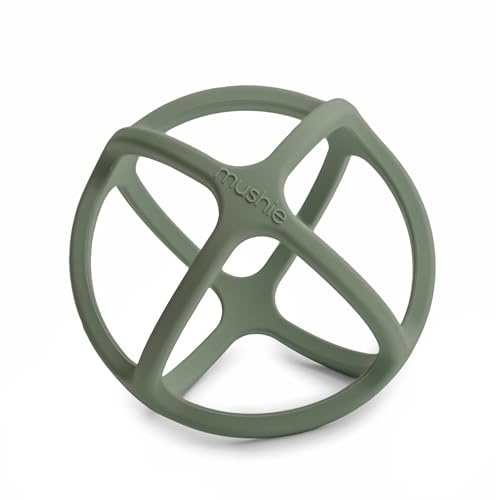 Mushie Beißring für Babys aus BPA-frei Silikon | Fördert Sehsinn & Motorik Baby | Zahnen Nursing Zubehör | Sichere & Hochwertige für Kleinkinder Kinder Jungs & Mädchen | Ball Design (Dried Thyme)