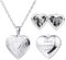 MeMeDIY Collier Médaillon Coeur Personnalisé Contient Une Texte de Gravure d'image Commémorative Photo pour Femmes Fille Maman Grand-Mère Pendentif d'amour en Acier Inoxydable(Couleur Argent)