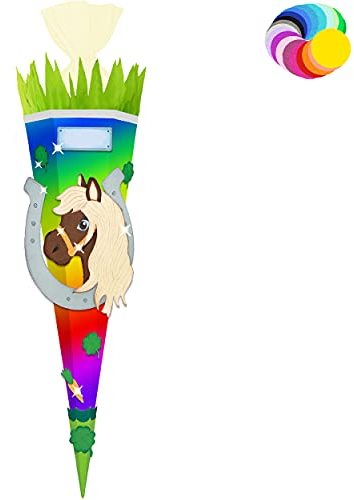 alles-meine.de GmbH Bastelset - Schultüte Farbe & Größe wählbar 70/85 / 100 cm - Pferd - Farbe frei wählbar - Bastelschultüte - Zuckertüte zum selber Basteln Bemalen Bekleb..