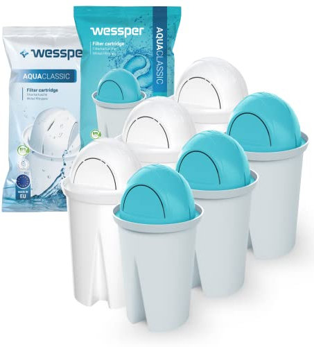 Wessper Classic Wasserfilter Kartuschen 3x Universal + 3x Alkaline passend für Brita Classic Filterkartuschen, Pack 3+3