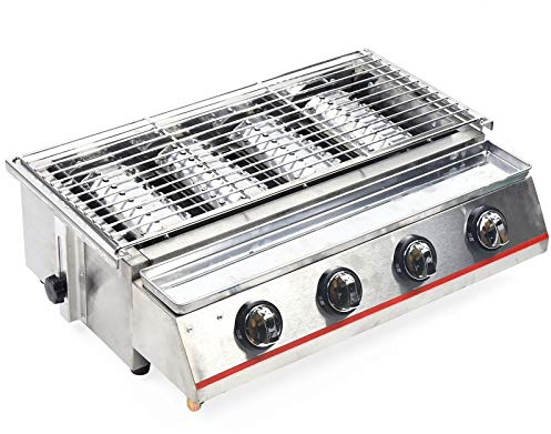 Barbacoa de gas de cuatro focos, barbacoa sin humo, uso general para barbacoa al aire libre y en interiores