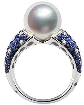 AMDXD Verlobungsring, Weißgold 750 Diamantring Damen Perlenring Memoirering mit Natürliche Perle, Geschenk für Muttertags Geburtstag Weihnachten, Weiß Gold, Gr.51 (16.2), Echte Goldserie