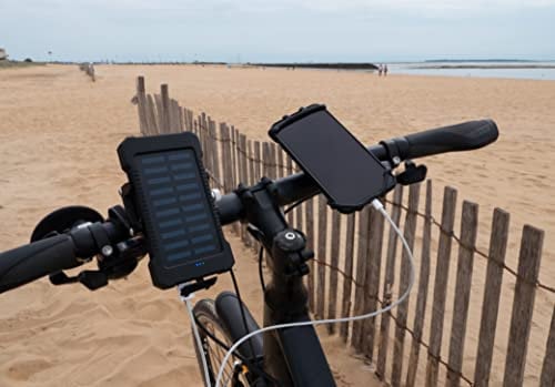COOL RIDE CR Kit Support Telephone Velo et Batterie Externe Solaire - pour Tous Les Smartphones de 4,7 à 8 - Certifiée IPX-4 - Accessoire vélo, Trottinette, VTT, VTC, vélo de Ville, vélo Pliant