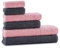 Tuiste Premium 6-TLG. Frottier Handtücher Set 2 Badetücher + 2 Handtücher + 2 Gästetücher |%100 Baumwolle Handtücher Set 6 Teilig | Premium Qualität | Fabre: Anthrazit Grau - Rosa