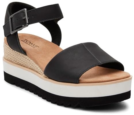 TOMS Women's Diana Sandal, Black Leather, 7
