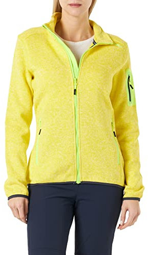 CMP - Damen-Knit-Tech-Jacke mit fester Kapuze, Zitronenweiß, D36