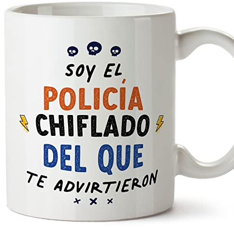 MUGFFINS Tazas para POLICÍA hombre - En Español - Todos te advirtieron - 11 oz / 330 ml - Regalo original y divertido