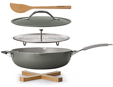 Tramontina All in One Plus Pan, 5 Qt Ceramic Non Stick (Charcoal Gray), 80110/088DS