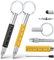 Vicloon Cadeau Homme, Stylo Multifonction 6 en 1, 2pcs Stylo à Bille Multifonction avec Boucle Ronde, Cadeaus Gadgets Insolite Utile pour Homme/Femme, Cadeau de Noël Original Rigolo (Noir+Jaune)