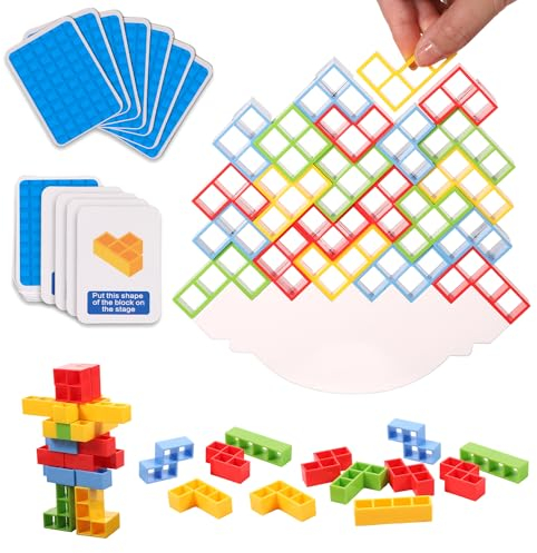 TOYMIS 48 Teile Tetra Tower Balance Stacking Blocks Spiel, Blocks Stacking Game Set für Kinder und Erwachsene Blocks Game für 2 Spieler Heimspiele Partys Reisen