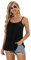 Charmo Women's Cami with Built in Bra Cup Casual Flowy Swing Pleated Tank Top with Adjustable Strap Black M
