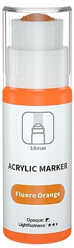 FansArriche Graffiti Marker, 18mm Stifte Jumbo (60 ml), wasserfest Acrylmarker für Kunst, Leinwand, Metall, Papier, Stein, Acryl, permanente Tinte langlebige Etiketten, Fluororange