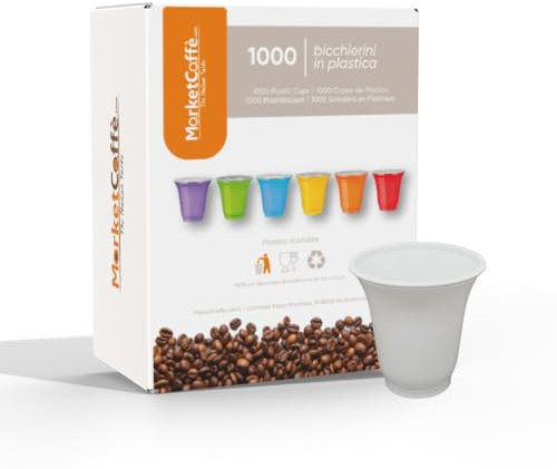 1000 Bicchierini Plastica per caffè 80cc vari colori Bar macchina caffè (Argento)