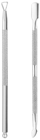 2 Pcs Professional Cuticle Pusher and Cuticle Peeler UV Gel Nail Polish Remover Tool Stainless Steel Dual Head Nail Scraper for Fingernails and Toenails