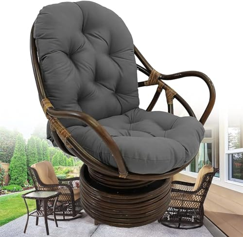 Drehbarer Schaukelstuhl, Ersatzkissen for Glider Rocker, Drehbarer Schaukelstuhl for Möbel, Twill-Drehstuhl-Sitzkissen, weiche, verdickte, waschbare Garten-Terrassenmatte ( Color : Grey , Size : 60x12