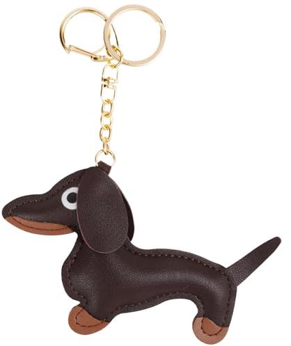 COLOFALLA Dackel Geschenk Schlüsselanhänger Dackel aus Leder Dacker Deko Dacker Anhänger Glücksbringer Sausage Geschenke für Lieblingsmensch Frauen Männer Kinder Geburtstag Weihnachten (braun)