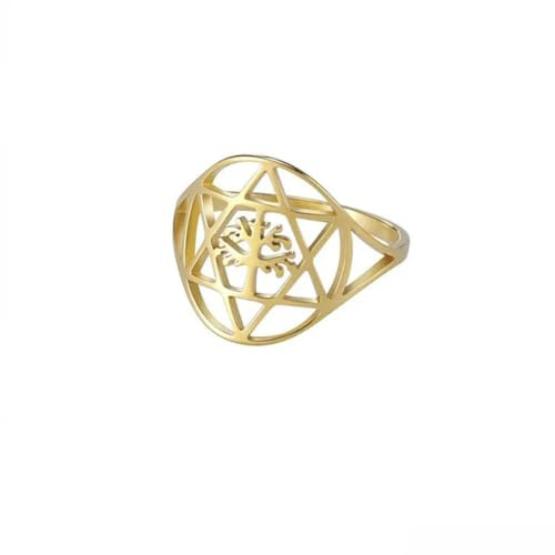 Gu Feng Ebraico Stella Di David Albero Della Vita Anello Donne In Acciaio Inox Oro Colore Esagramma Anelli Israele Ebraismo Gioielli Regalo