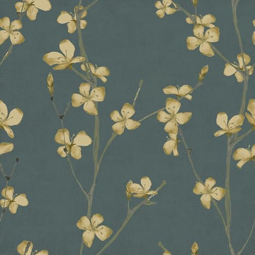 Papier peint intissé Fleuri Jade 1005 x 52cm Vert | Revêtement Mural, Tapisserie | Ambiance Facile à poser et à enlever