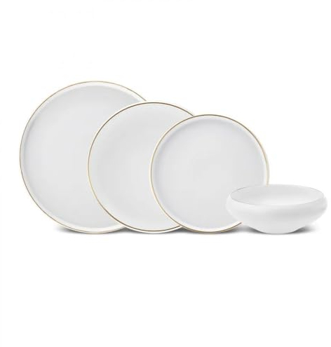 Karaca Streamline Sunset Platinum 6 Seater Dinner Set, 24 Pieces, Luxurious Crockery Set Made of New Generation Bone Material in Elegant Platinum Design for 6 People