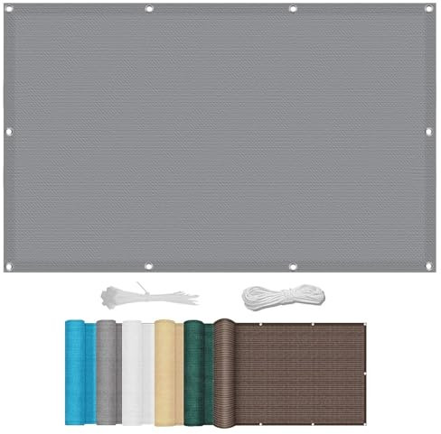 Voile D'Ombrage Rectangulaire 2.8 x 6 m Hdpe Respirant Toile Filet Brise Vue Jardin, Pelouse, Patio, Piscine UV Protection 98% Résistant Aux Déchirures, Gris Clair
