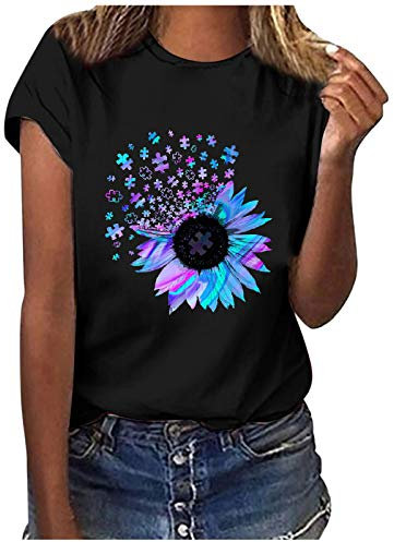 T Shirt Donna Manica Corta Maglietta Ampia con Girocollo Tinta Unita Larghe Top Camicia Maglietta a Maniche Arrotolate Casual T-Shirt Estiva con Modello Maglie Donna Estive Morbide