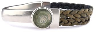 QOSS Armband HOLLY grün Stein moosgrün rund Größe M