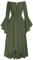 SCARLET DARKNESS Womens Medieval Dress Vintage Victorian Dresses Off The Shoulder Long Sleeve High-Lo Maxi Dresses for Women UK Olive Green L