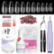 Saviland Capsule Ongle Kit, 240 PCS T-Forme & 240 PCS Amande Pose Americaine Capsules Ongles, avec Portable Lampe à Ongles, Colle à Ongles 6 en 1, Ongle Gel Kit Complet pour DIY Nail Art