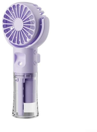 BlissfulAbode Mini Ventilateur de Bureau Rotatif Rechargeable à Main avec brumisateur d'eau, Ventilateur de à Piles USB, Ventilateur Personnel Silencieux pour Enfants (Violet)