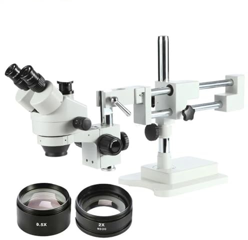 Accesorios para microscopio 3.5X-90X Simul Focal Trinocular Microscopio Doble Boom Soporte Cámara 14MP 144pc Anillo Luz Soldadura Estéreo Microscopio Set Durabilidad y Rendimiento Fiable (juego 4)