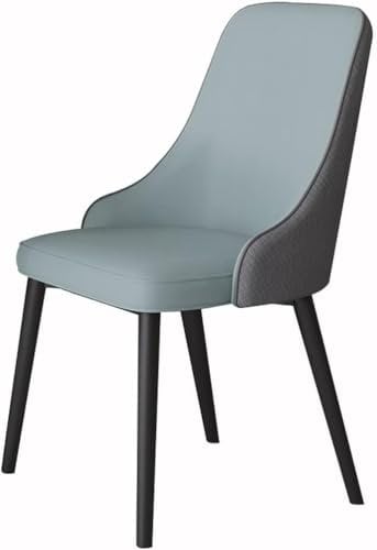 HSTBLEOO Küche Leder Küche Esszimmerstühle Schlafzimmer Zimmer Balkon Sofa Stuhl Carbon Stahl Bein Frisierkommode Make-Up Stuhl(Blue+Dark Grey)