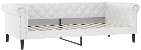 Wenjingqi-354231 Schlafsofa, Kunstleder, Weiß, 100 x 200 cm