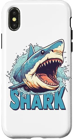Custodia per iPhone X/XS Cool Holiday Beach Ocean Attack Mostrando denti Shark Lover