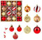 40 Pcs Xmas Tree Decorations with Red and Gold Baubles, Christmas Tree Ornaments with Lanyard for Wedding, Birthday Party