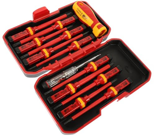 UKCOCO 13-teiliger Isolierter Elektriker-schraubendreher-satz 1000 V Spannungsfestigkeit Magnetische Schlitzbits Handwerkzeug Für Reparaturen