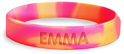 Stellasticker - Braccialetto SOS personalizzabile per bambini con nome e numero di telefono, resistente, impermeabile, senza inchiostro. Ideale al mare, vacanze e gite. (Rosa mimetico, 14 cm)