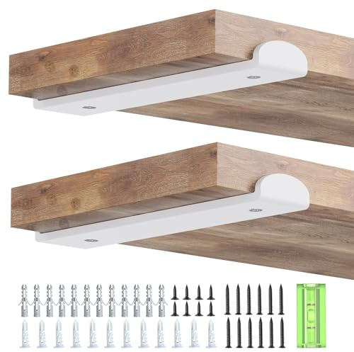 WELDUN 4 Pack Metal Scaffold Board Shelf Brackets 22.5 cm, Heavy Duty Wall Mounted Angle Shelving Brackets with Lips, for Industrial, Rustic, Modern Decor, White