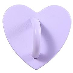 2pcs Adhesive Phone Clasps Hooks, Adhesive Metal Heart Phone Charm Holder, Colorful Phone Stand Holder DIY Phone Case Heart Finger Ring(Purple)