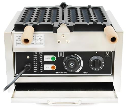 Bubble Waffle Maker with Time Temp Control - 1500W Non-Stick Double-Heating Waffle Ball Shape Iron Skewer Machine for Home Kitchen Snack